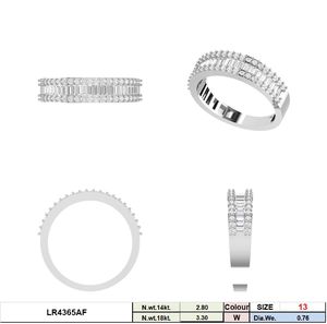 แหวนทอง 14K ประดับเพชร CVD แบบปลูกในห้องปฏิบัติการ ทรงบาแกตต์และทรงกลม ชุบโรเดียม น้ำหนัก 2.8 กรัม สำหรับผู้หญิง ได้รับการรับรองจาก IGI - Product Image 6