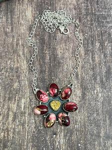 Collar Druzy de plata de ley hecho a mano con diseño de Rosa Dalia, elegante joyería de piedras preciosas, regalo para ella - Product Image 4