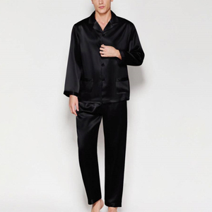 ชุดนอนผ้าซาตินนุ่มสำหรับผู้ชายชุดใส่อยู่บ้านมีกระดุมแบบคลาสสิก - Product Image 4