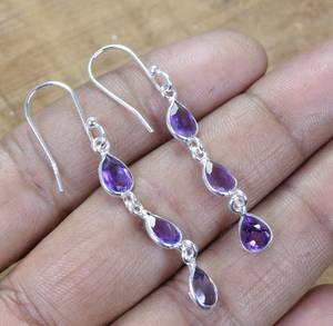 Pendientes de Plata de Ley con Amatista, Joyería Hecha a Mano, Elegantes Pendientes de Piedras Preciosas, Regalos para Mujer - Product Image 3