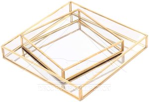 Plateau miroir rond en cristal de luxe, décoratif, en métal argenté, organiseur de cosmétiques, de maquillage, de bijoux et de parfums pour la maison et la décoration de mariage - Product Image 4