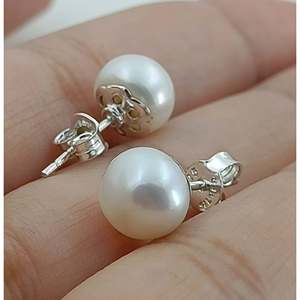 Handmade Freshwater Pearl Sterling <b>Silver</b> <b>Stud</b> <b>Earrings</b> Elegant Pearl Jewelry for Her for Bridal & Gift - Product Image 2