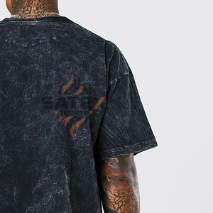 T-shirt personnalisé vintage pour homme, grande taille, surdimensionné, délavé à l'acide, 100% coton, couleur unie, poids lourd, design Ringers, manches courtes - Product Image 3
