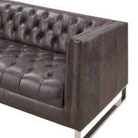 Canapé d'angle Chesterfield bleu océan, design moderne, en cuir véritable, trois places, rembourré en mousse, imperméable, convertible