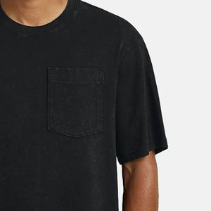 เสื้อยืดสำหรับผู้ชายเสื้อล้างกรดแบบมีความยาวปกติของผู้ชายเสื้อล้างกรดโลโก้ออกแบบได้ตามต้องการ - Product Image 2