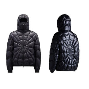 2025 personnalisé hiver extérieur chaud brillant imperméable coupe-vent décontracté à capuche Plaid fil teint bouffant veste hommes fermeture éclair surdimensionné - Product Image 2