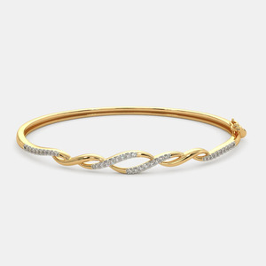 Interwoven <b>Infinity</b> Link Gold Bangle with Round Lab Grown Diamonds - Product Image 2
