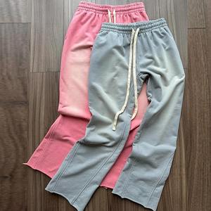 Pantalon de survêtement en molleton avec logo personnalisé 100% coton lavé à l'acide en éponge française baggy pantalon de survêtement évasé empilé pour hommes - Product Image 1