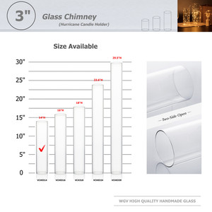HST0314 - Clear <b>Hurricane</b> <b>Candle</b> Shade Chimney Tube [No Bottom] - 3" x 14" - Product Image 2