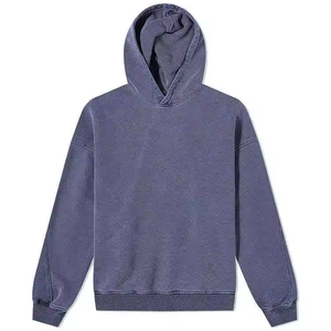 Logo personnalisé pour hommes French Terry Boxy Crop top Hoodies surdimensionnés Vintage délavé à l'acide sweats à capuche vierges - Product Image 3