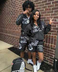 OEM survêtement d'été personnalisé Streetwear broderie sweat-shirt coupe-vent en nylon pantalon short ensemble hommes survêtement - Product Image 2