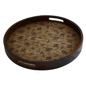 Bandeja DE SERVICIO DE MADERA hecha a mano moderna impresa personalizada directa del fabricante Bandeja de servicio de mesa de nuevo diseño Proveedor al por mayor - Product Image 1