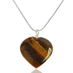 Pendentif en pierre de guérison naturelle en forme de cœur pendentif en pierre de cristal médaillon avec chaîne en métal pour guérison Reiki et guérison en cristal - Product Image 1