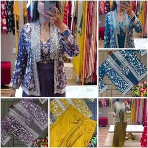 Collection de vêtements ethniques indiens avec motif de broderie sur tissu chinon lourd pour femme - Product Image 5