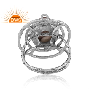 Anillo de plata de ley oxidada con esponja natural, joyería personalizada con piedras preciosas de Coral cruzadas, fabricante de joyería - Product Image 5