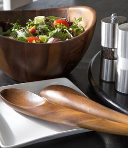 Juego de ensaladeras de madera de 3 piezas Gourmet Harmony | Ensaladera grande de 12 pulgadas con utensilios para servir | Tosser de ensalada de madera de acacia - Product Image 5