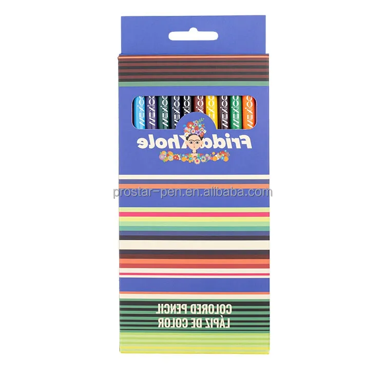 Quà lưu niệm bút chì màu với thùng đầy màu sắc, hình tròn với chì giữa, màu sắc khác nhau được đóng gói trong một hộp tùy chỉnh