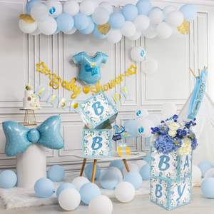SUNBEAUTY BabyShower para niños Floral azul bebé centro de mesa Blove cajas de flores Baby Shower fiesta Favor Decoración - Product Image 5
