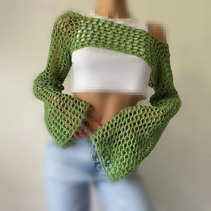 <span class=keywords><strong>Bolero</strong></span> all'uncinetto verde lime 2026 con spalle scoperte, maglia traforata da donna, all'ingrosso, disponibile - Abbigliamento donna - Product Image 1