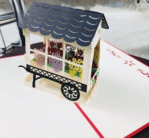 Décoration de maison en papier 3D pop-up en forme de camion de fleurs avec un design artisanal écologique - Product Image 1