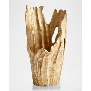 Jarrón Decorativo de Metal con Acabado Dorado Real, Decoración para el Hogar, Porta Flores Artístico Hecho a Mano para Sala de Estar, Jarrón de Mesa Dorado Rústico - Product Image 1