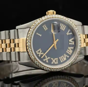 นาฬิกาข้อมือผู้ชาย สไตล์ฮิปฮอป หรูหรา สำหรับนักธุรกิจ ตัวเรือนโลหะผสม สายสแตนเลส ประดับเพชรโมอิสซาไนต์สองสี พร้อมกลไกควอตซ์ - Product Image 3