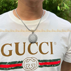 High-End Gold Iced Out Moissanite Circle Pendant Necklace for Men Hip Hop Rap Bling Style Custom Jewelry Street Fashion Chain - Product Image 2