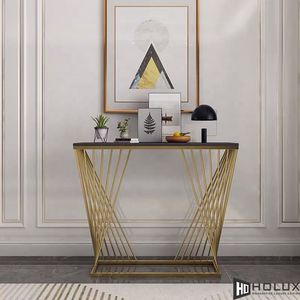 RANI Modern Living Room Furniture Decorative Table with Wood Stone <b>Top</b> and Iron Frame for Dining or Apartment Use CST027 - Product Image 4