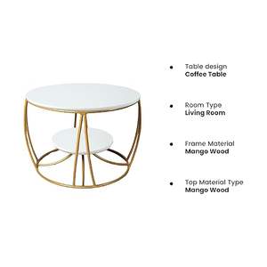 Mesa de Centro Dúplex con Base de Metal, Diseño Moderno y Simple de Lujo, Multifuncional, Duradera y Ecológica para Sala de Estar/Oficina - Product Image 3