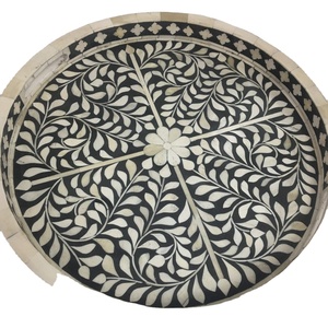 Bandeja con incrustaciones de hueso atemporal elaborada por artesanos expertos con opciones de color personalizadas para decoración de comedor y sala de estar de lujo - Product Image 2