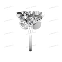 925 Sterling Silber Trendy Leaf Design Ring Hochwertige Muttermilch Andenken 2x4mm Zirkon Blank Cute Mom Geschenk für Frauen