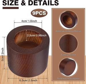 9 Pcs Wooden <b>Tea</b> <b>Light</b> Candle Holders Natural Wood Votive Tealight Holder Rustic Candle Holders for Wedding Birthday Halloween - Product Image 2
