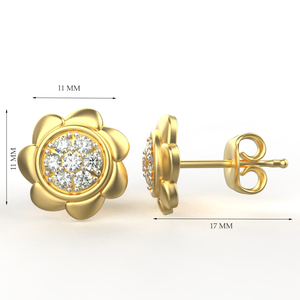 เครื่องประดับอวาร์ตา18K ต่างหูกระดุมทองมีเพชรที่ผ่านการรับรองสำหรับเด็กเด็กผู้หญิงและผู้หญิง - Product Image 4