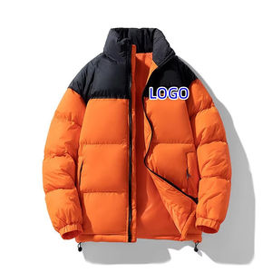 Chaqueta acolchada de talla grande para hombre OEM al por mayor, chaqueta acolchada de invierno cálida y transpirable con cremallera en relieve, chaqueta acolchada con bloqueo de Color para hombre y mujer - Product Image 3