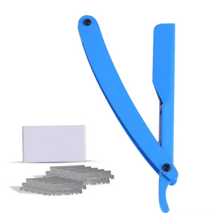Vente chaude NOUVEAU Blue Barber Shop Rasoir à raser droit en acier inoxydable pour hommes - Product Image 5