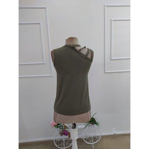 Blusa de Viscosa para Mujer con Detalle de Tirantes en los Hombros y Cuello Semi-Alto, 34269 - Azul Saks - Product Image 6