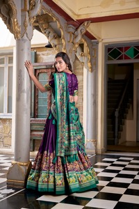 Gracieuse soie royale Tasar Lehenga Choli imprimée avec feuille de travail parfaite pour les mariages, les festivals et les célébrations traditionnelles - Product Image 3