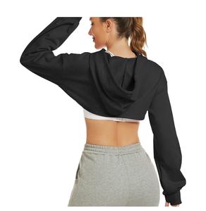 Sweat à capuche surdimensionné 300gsm Womens Crop Sweats à capuche épais et sweat-shirts Fleece Womens Sports Crop shirt pour filles - Product Image 4