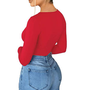 Camiseta de manga larga con cuello de mira para mujer, ropa de alta calidad hecha a medida - Product Image 5