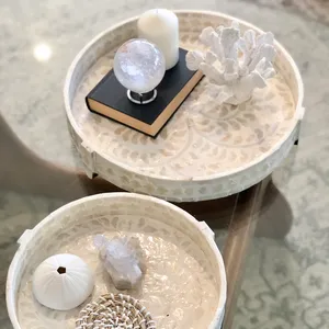 แม่ของไข่มุก Capiz Shell Inlay ตกแต่งสำเนียงที่ให้บริการถาดรอมฎอน Mubarak Eid ของขวัญเปลือกหอยที่ให้บริการถาดถาดช็อกโกแลต - Product Image 4