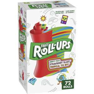Fruit Roll-Ups Variety Pack, Strawberry and Tropical <b>Tie</b>-Dye Flavors, Gluten-Free Snack, 72 Ct Pouches - Product Image 1