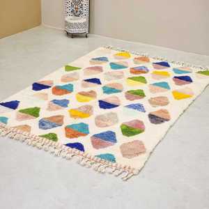 Tapis design multicolores Motif de blocs imprimés à la main Dhurries 100% Tapis en coton pour la maison, le salon et la décoration de jardin - Product Image 1