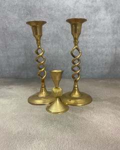 <b>Brass</b> <b>Candlesticks</b> Collection Antique Gift Idea Charming Curated <b>Brass</b> home festive hotel restaurant wedding table decoration - Product Image 5