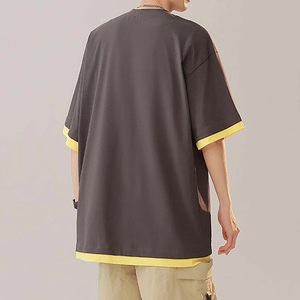 Conçu sur mesure pour hommes lavage à l'acide 100% coton peigné tissu formel T-Shirt surdimensionné Streetwear sérigraphie lettre - Product Image 2