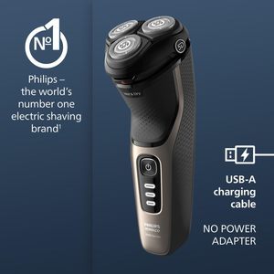 Rasoir électrique rechargeable USB, utilisation humide et sèche, avec tondeuse escamotable, étanche IPX7, rasoir rotatif sans fil pour le visage, tête de rasoir de rechange - Product Image 4