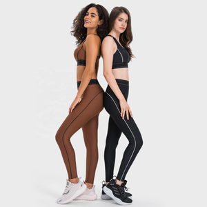 Vente en gros de soutiens-gorge de sport couleur épissure leggings de yoga respirants ensembles de fitness de gymnastique - Product Image 5