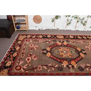 Tapis turc vintage 6,5x9,9 pi (199x303 cm), tapis uni rouge brun - Product Image 5