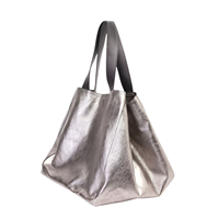 Sac fourre-tout ouvert de luxe en métal couleur unie, grande capacité, élégant et brillant, pour femme, idéal pour le shopping, portable, pour le quotidien et les voyages
