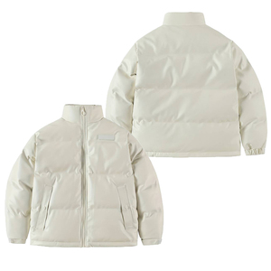 Chaqueta Acolchada para Hombre, Talla Grande, Color Sólido, Cuello Alto, Cierre de Cremallera, Abrigo Grueso Acolchado para Invierno, Corte Holgado Informal, Largo Regular - Product Image 1