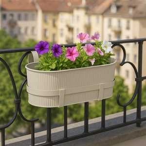 Metallo bianco 33x16x24 cm fioriera balcone vaso appeso per giardino all'aperto terrazza eleganti cesti appesi - Product Image 3